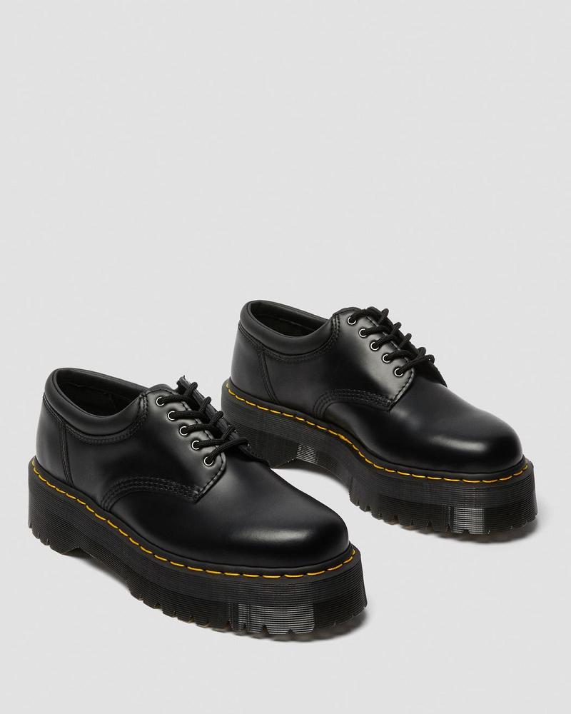 Black Men's Dr Martens 8053 Leather Platform Oxfords Shoes | CA 613BEX